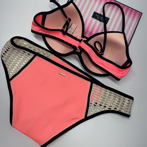 🔥🏖VICTORIA SECRET swimsuit the fabulous push-up /cheeky 34C//L New - Picture 5 of 6